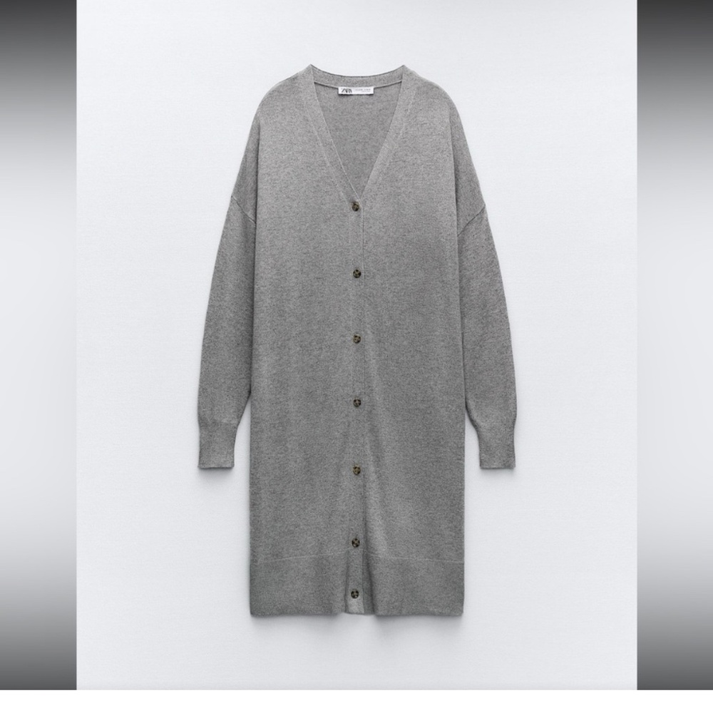Zara gray knit cardigan dress
